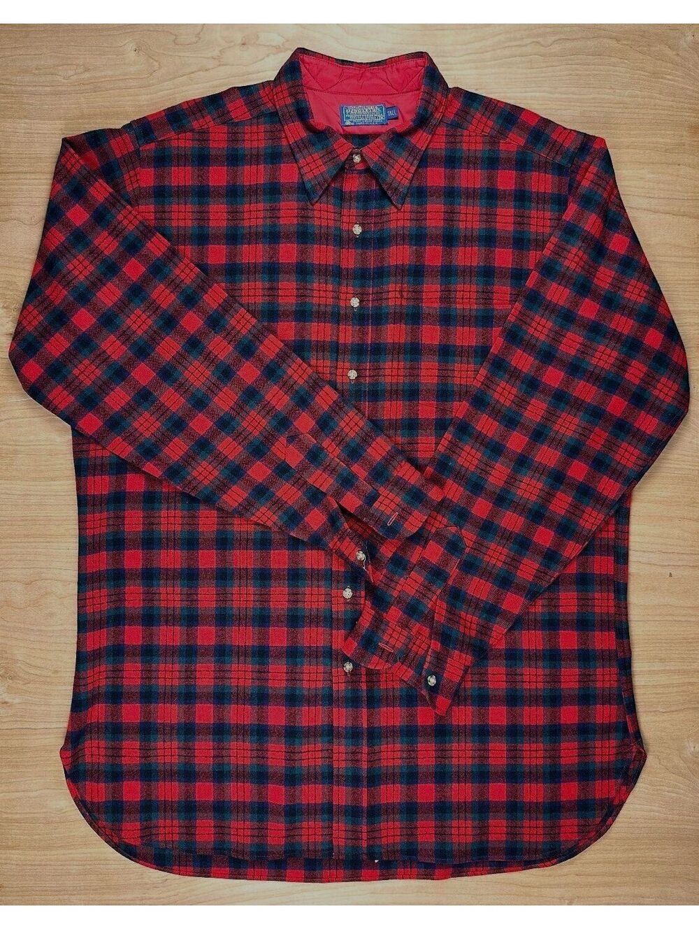 Vintage 80s Pendleton Wool Button Up Shirt xxlarge tall plaid made usa tartan